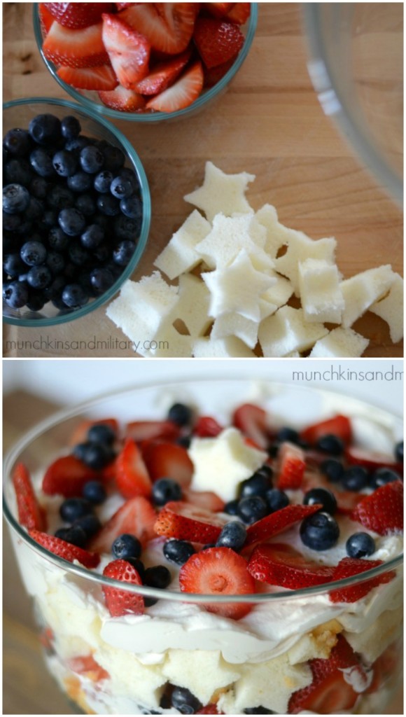 Patriotic red, white, and blue dessert. So easy to put together! Perfect for the 4th of July!