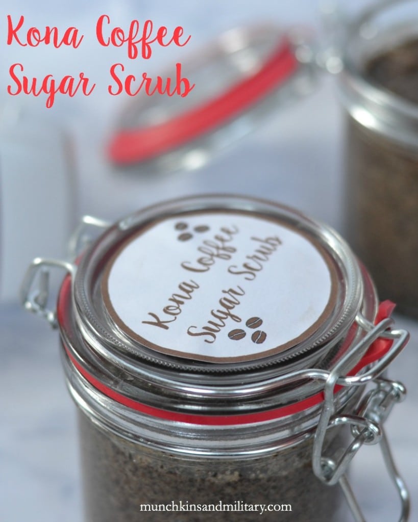 A super easy to make Kona coffee sugar scrub. Use it in the shower to exfoliate your skin and help it appear firmer. #KeepOnGifting ad
