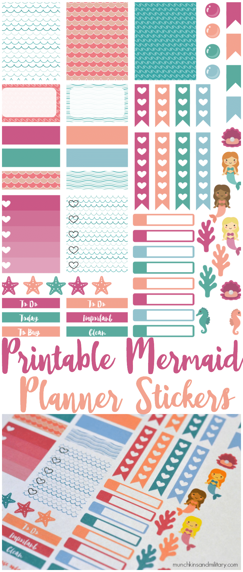 Free mermaid planner stickers for Erin Condren Life Planner - http://wp.me/p5ol3R-13o - #planneraddict