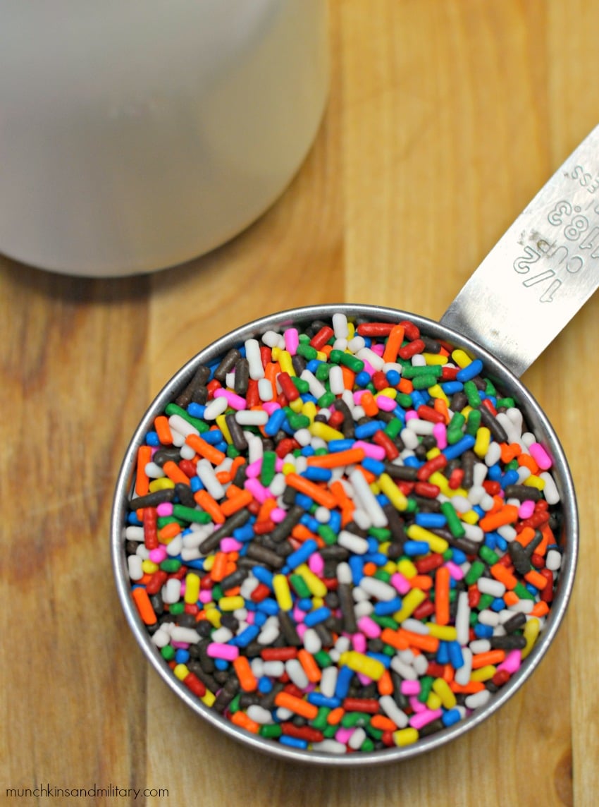 Rainbow sprinkles & cream for Cake Batter Ice Cream
