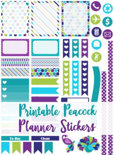 FREE purple peacock printable planner stickers for Septmeber Erin Condren Life Planner - Cricut & PDF files