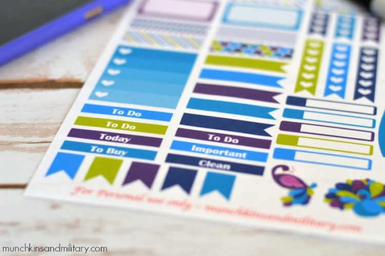 Purple Peacock Planner Stickers - Three Little Ferns - Family Lifestyle 