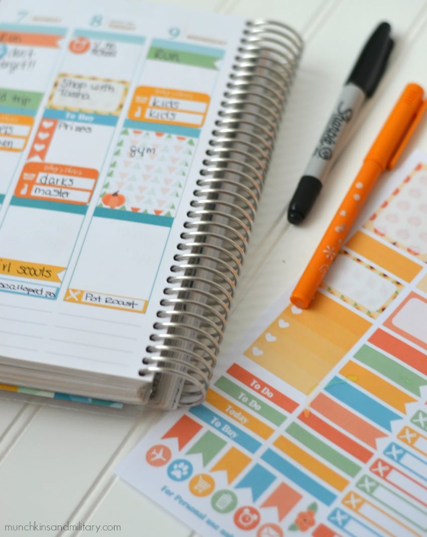 Free prinablt planner stickers for November and Thanksgiving