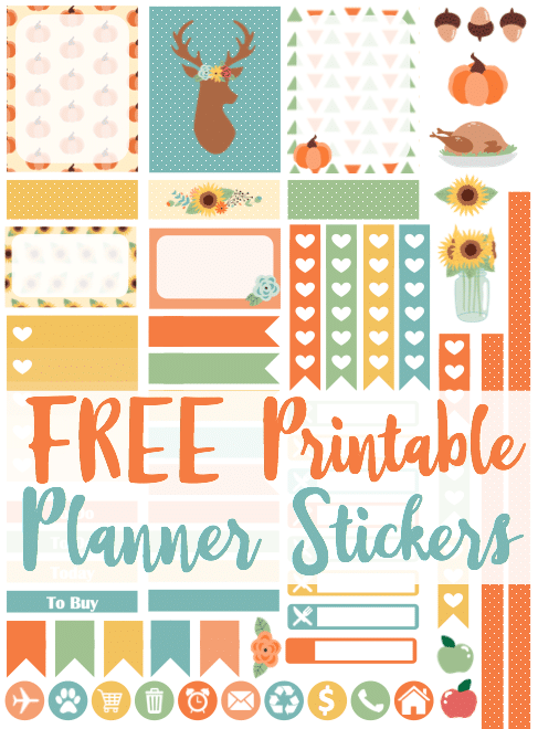Free printable planner stickers for Cricut and Silhouette! Perfect coordinating colors for November in the Erin Condren Life Planner! 
