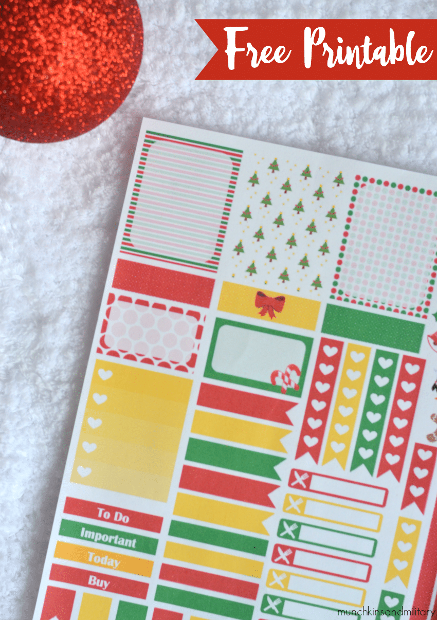 Free festive printable planner stickers for your Erin Condren Life Planner