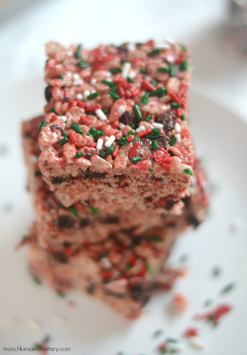 Delicious cookies and creme Rice Krispies Treats with a festive twist!