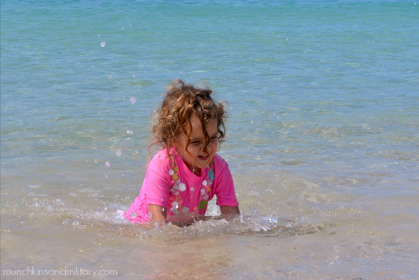 Splashing in the water - baby friendly beach Oahu, Hawaii