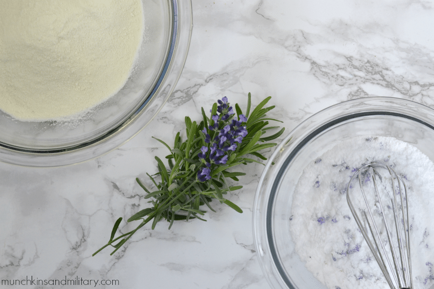 Powdered milk ingredients for lavender milk bath