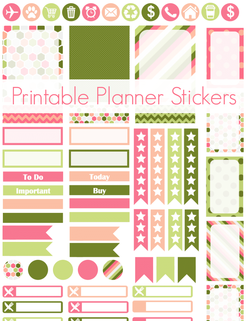 Free pink and green printable planner stickers! Cricut & PDF files