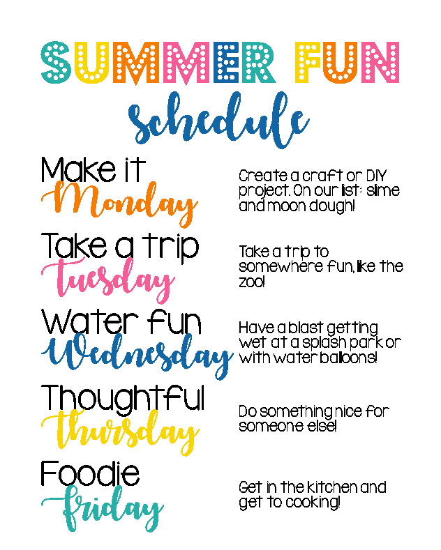 summer-fun-schedule - Three Little Ferns - Family Lifestyle Blog