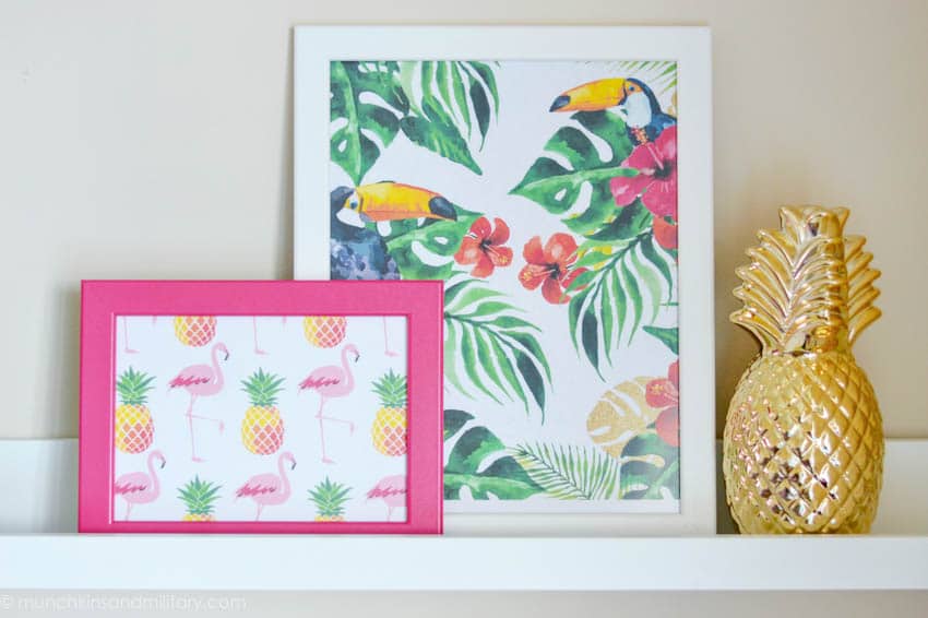 tropical prints in frames