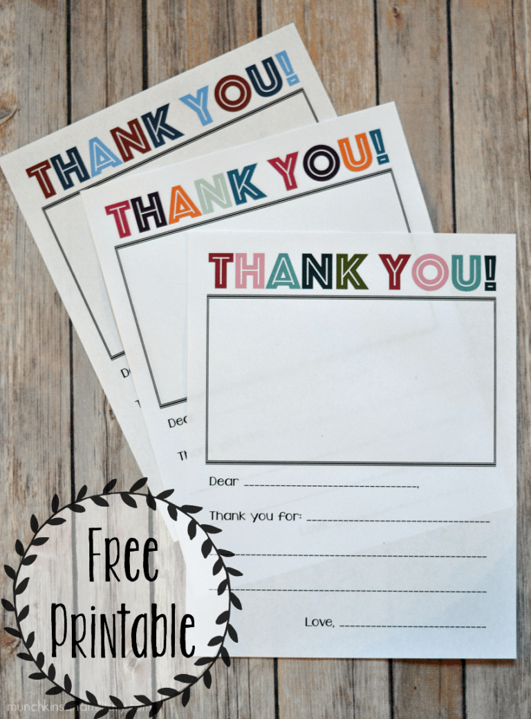 Printable Thank You Note - Three Little Ferns - Family Lifestyle Blog