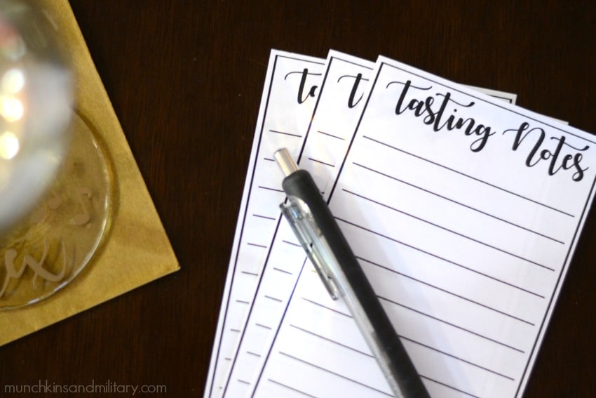 Printable tasting notes for a wine party
