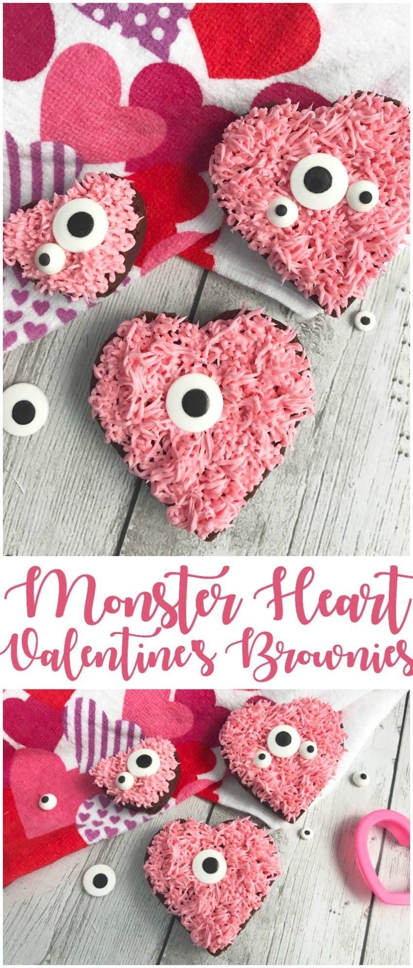Valentine's monster heart brownies that are so cute, it's scary! These brownies are simple to make and fun to decorate!