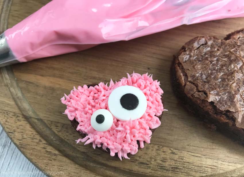 Monster heart brownie with eyes