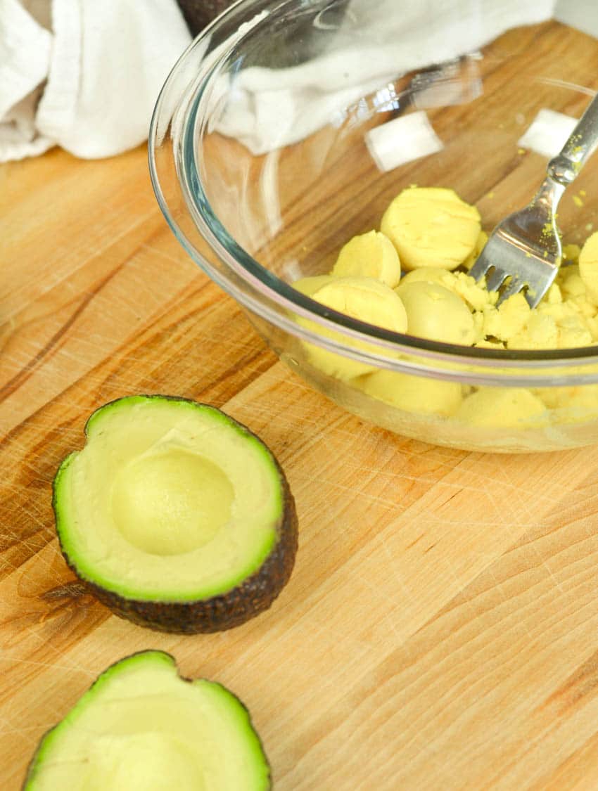 Use avocado as a healthy alternative to mayo in deviled eggs