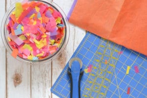 Tissue paper squares for making an Easter egg sun catcher