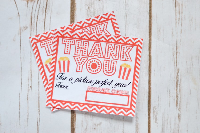 Thank you for a picture perfect year - Redbox gift tag printable