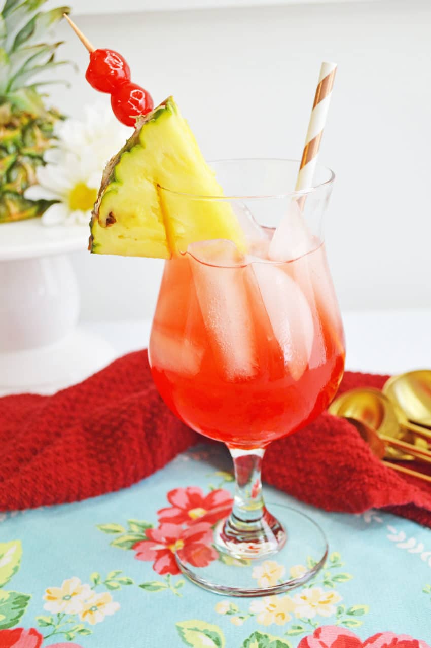 Pineapple Cherry Rum Punch Cocktail