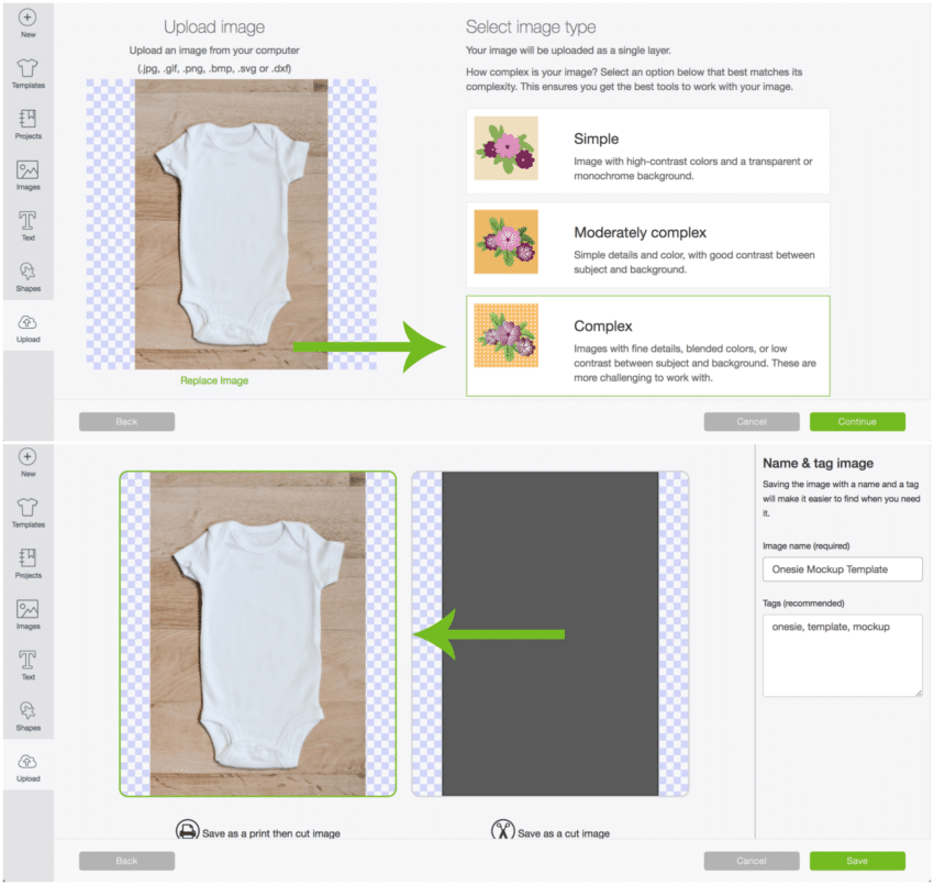 Uploading images to create a mockup in Cricut Design Space