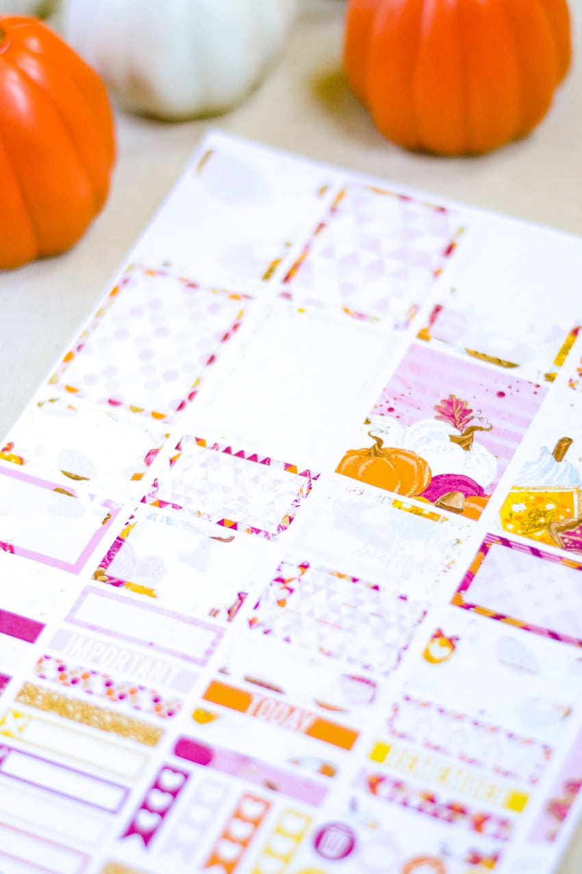Pink + Autumn themed printable planner stickers for Erin Condren Life Planner - PDF & Cricut PNG