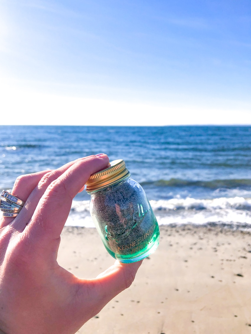 Jar of beach sand from Kennebunkport, Maine