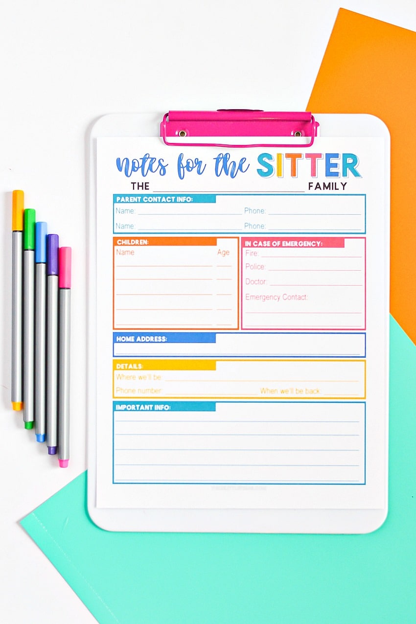 Finding A New Babysitter Sitter Notes Free Printable Three Little Ferns Family Lifestyle Blog