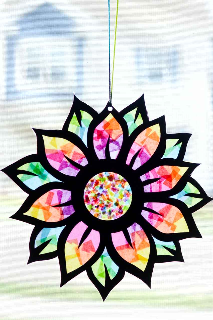 Two Ways to Make Tissue Paper Stained Glass Art for Spring - Fun-A