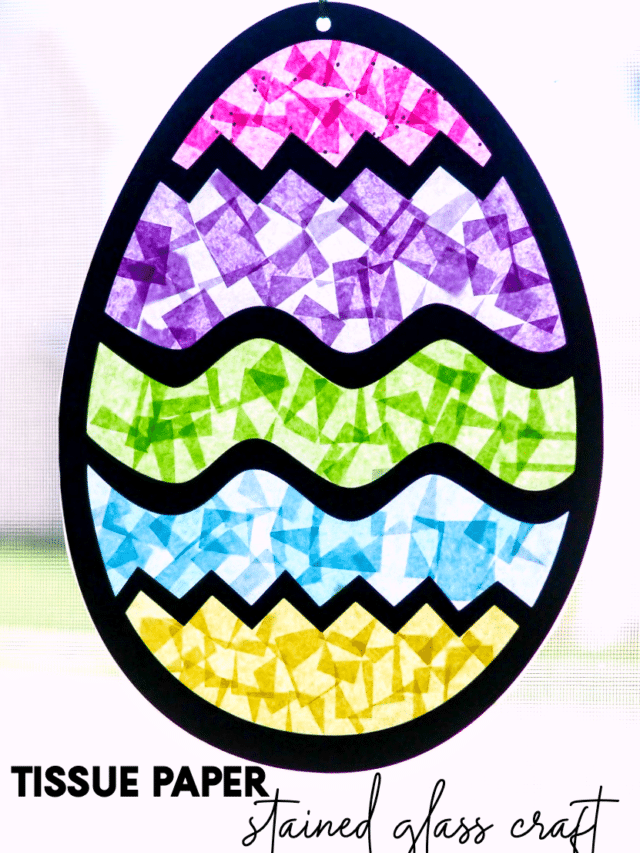 Tissue Paper Stained Glass Easter Egg Craft