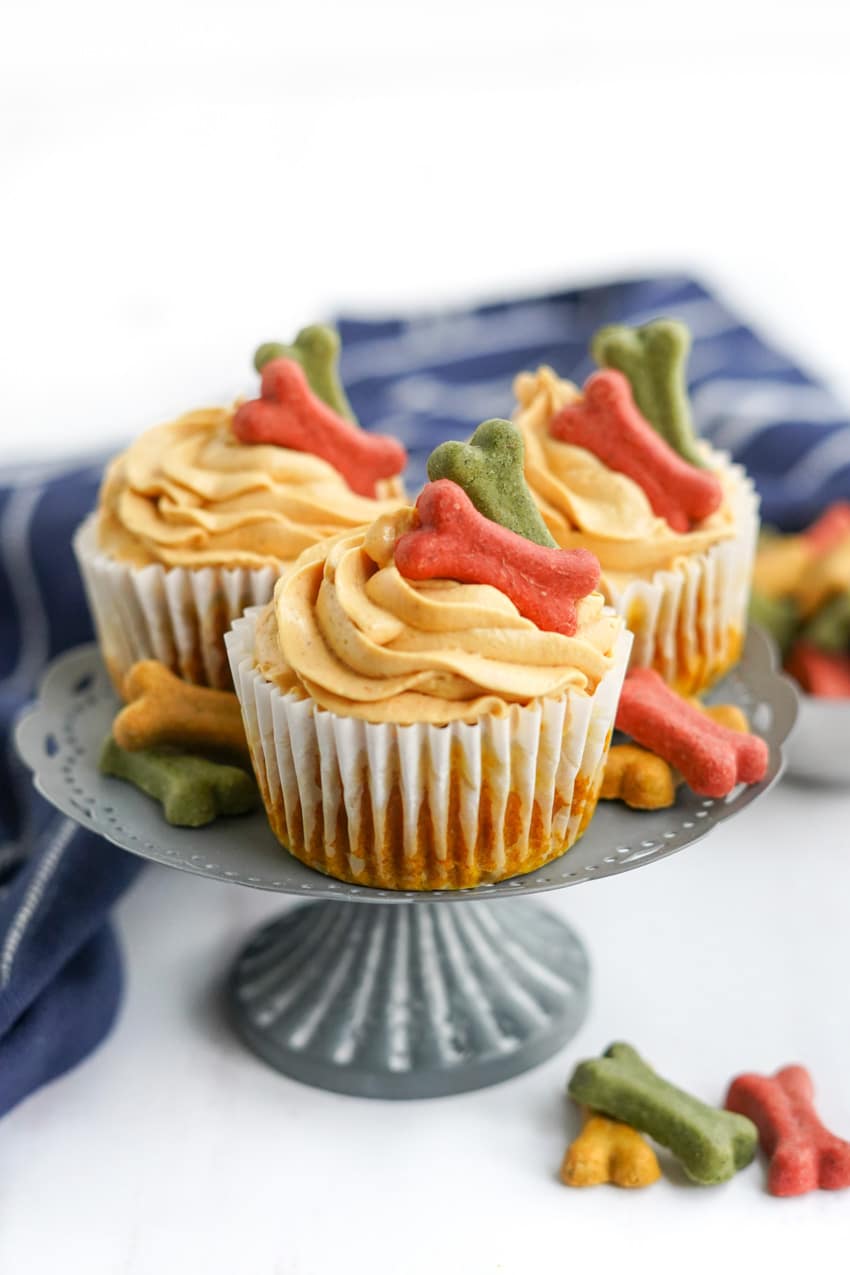 Pumpkin Pupcakes with Peanut Butter Frosting - Three Little Ferns ...