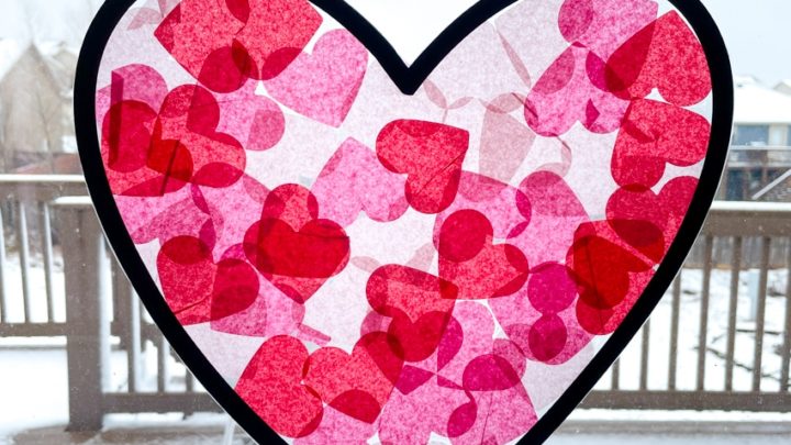 Tissue Paper Stained Glass Valentine's Kid Craft - The Turquoise Home